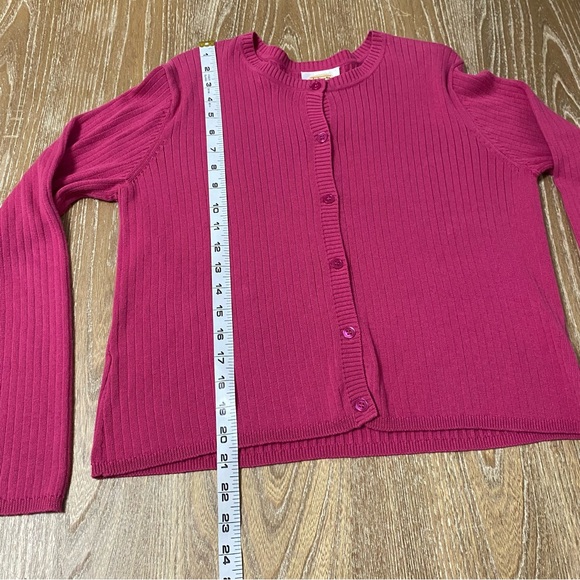 Talbots Ribbed Cardigan Button Up Long Sleeve Sweater Womens Small Barbie Pink - Picture 6 of 8